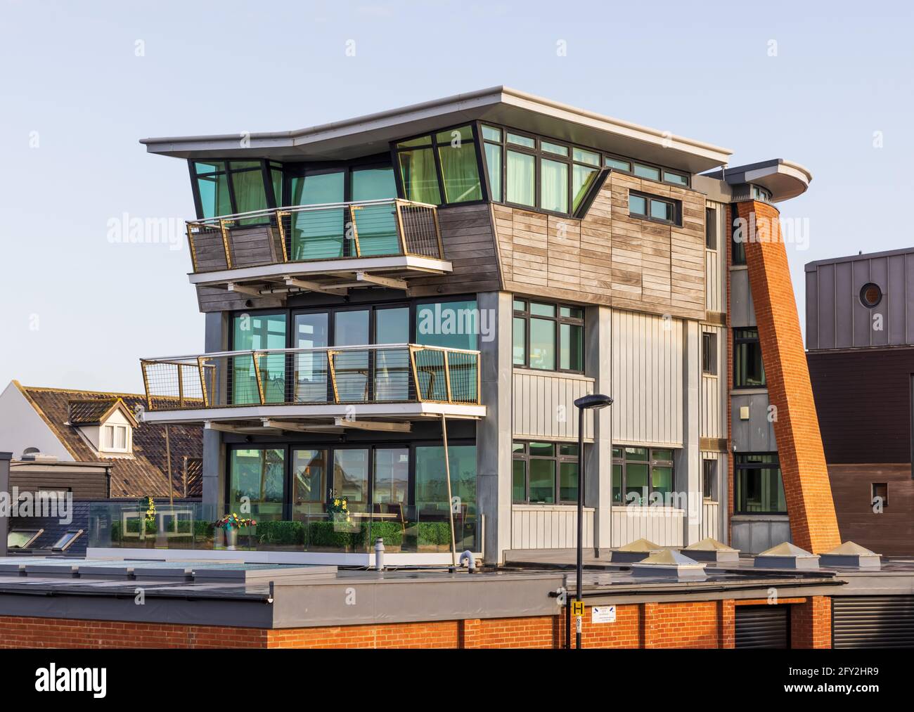 An example of one of the luxury houses located on the Aldeburgh seafront. Suffolk, UK Stock Photo