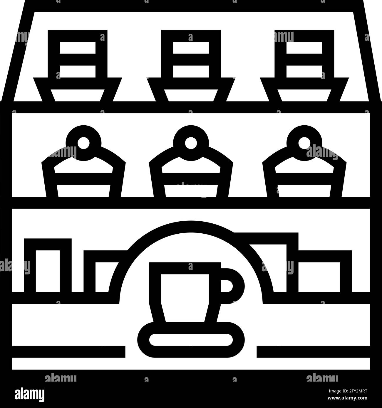 dessert showcase in coffee cafe line icon vector illustration Stock ...