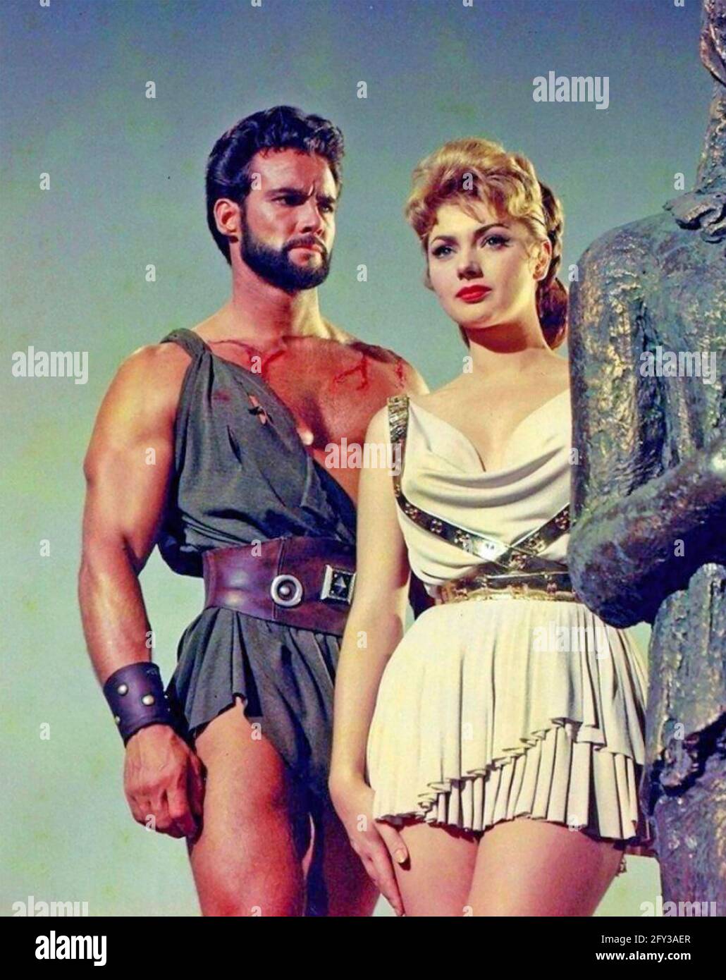 HERCULES UNCHAINED (aka Hercules and the Queen of Lydia) 1959 Warner Bros. film with Steve Reeves and Sylva Koscina Stock Photo