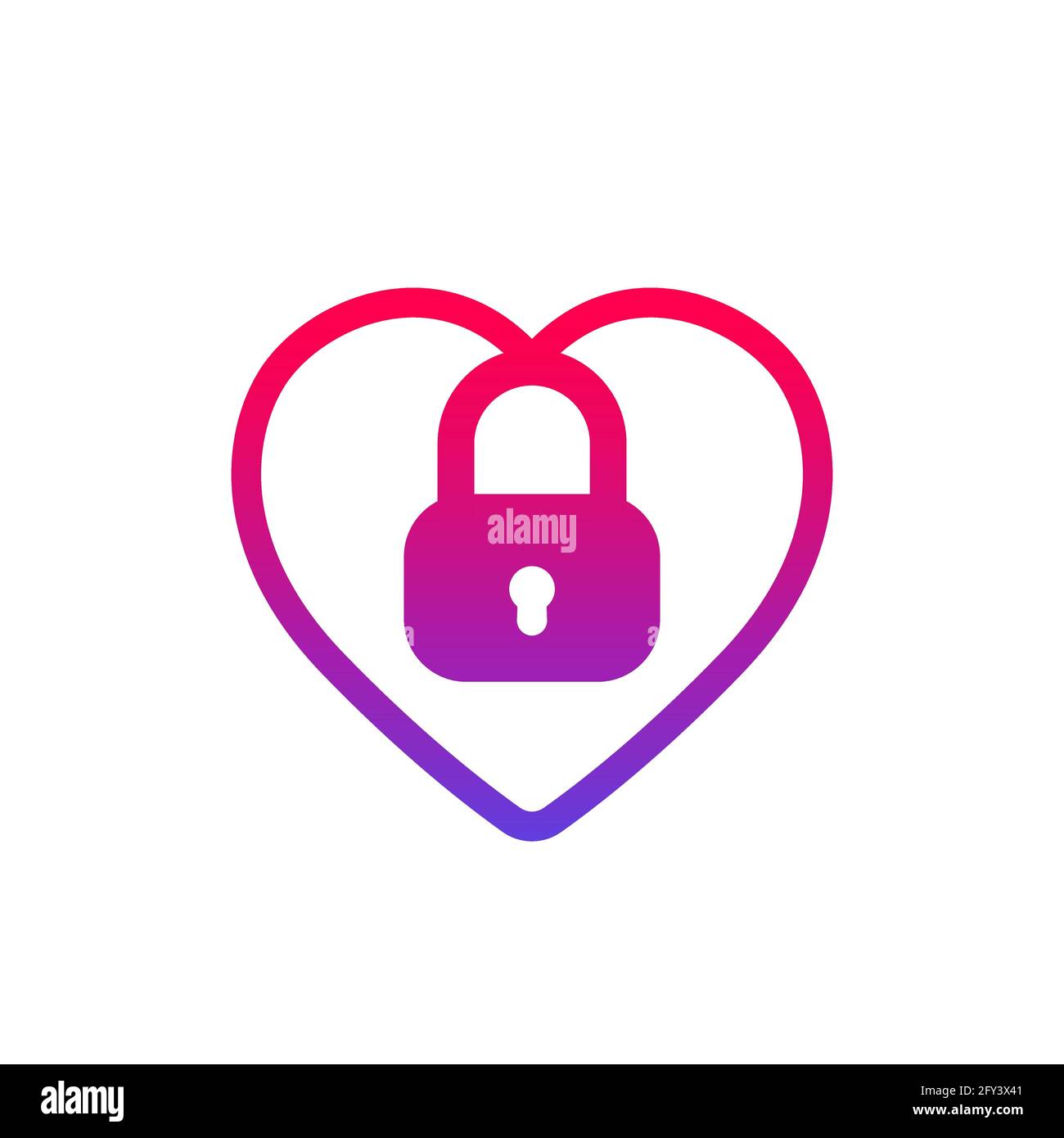 Heart and lock icon on white Stock Vector Image & Art - Alamy