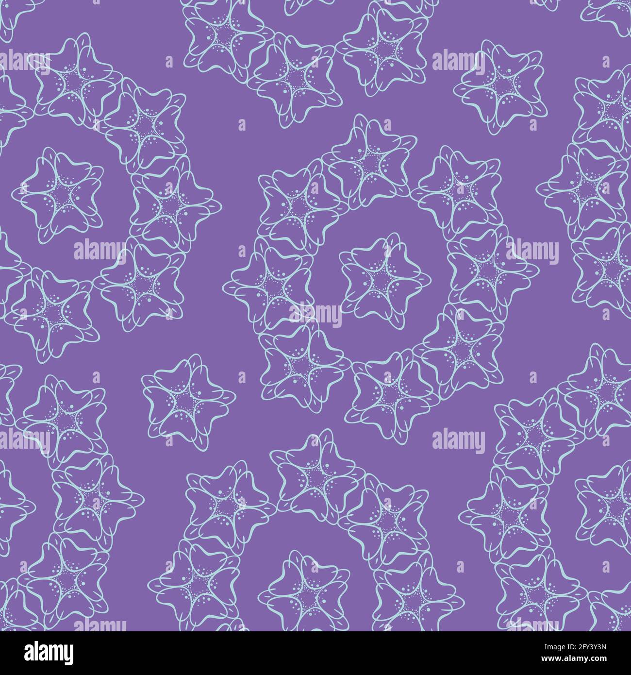 Vector seamless pattern with abstract flowers on a purple background ...