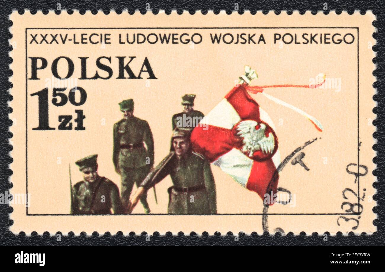 Postage stamp shows 35 years Polish People's Army, from series, Poland, 1982 Stock Photo