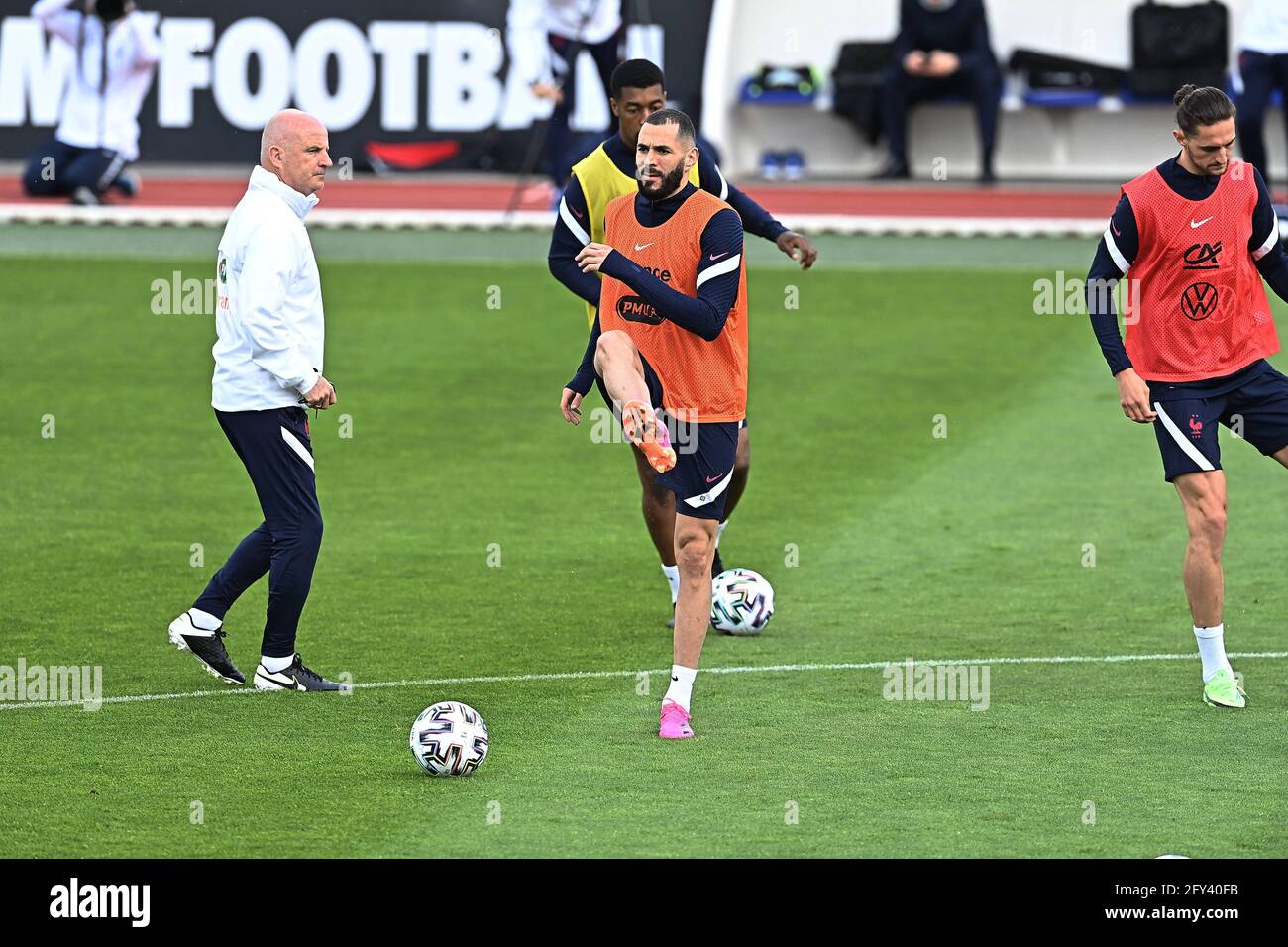 Karim Benzema of France during the France training session at Centre National du Football, on May 27, 2021 in Clairefontaine-en-Yvelines, France. Photo by David Niviere/ABACAPRESS.COM Stock Photo