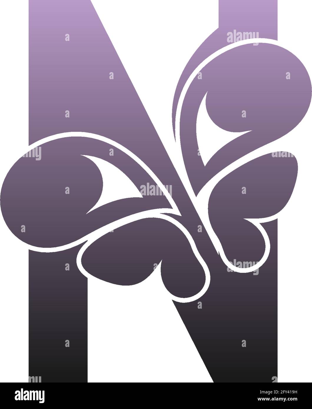 Letter N with butterfly icon logo design vector template Stock Vector