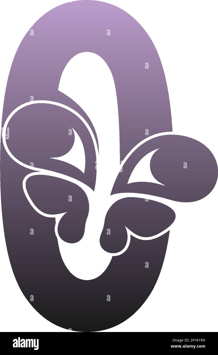 Number zero with butterfly icon logo design vector template Stock Vector