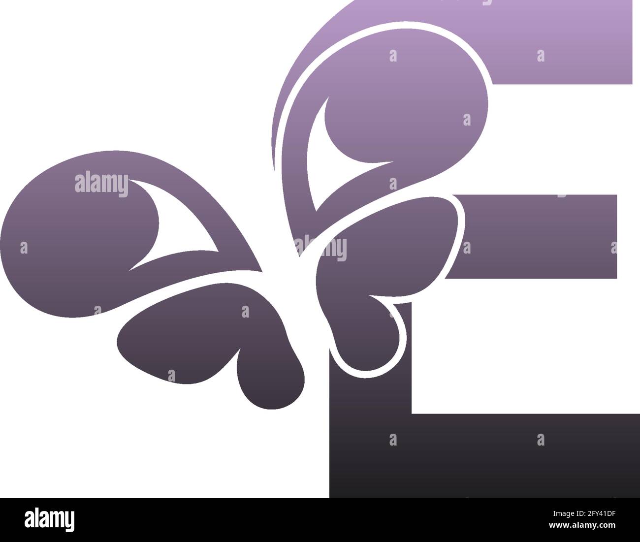 Letter E with butterfly icon logo design vector template Stock Vector