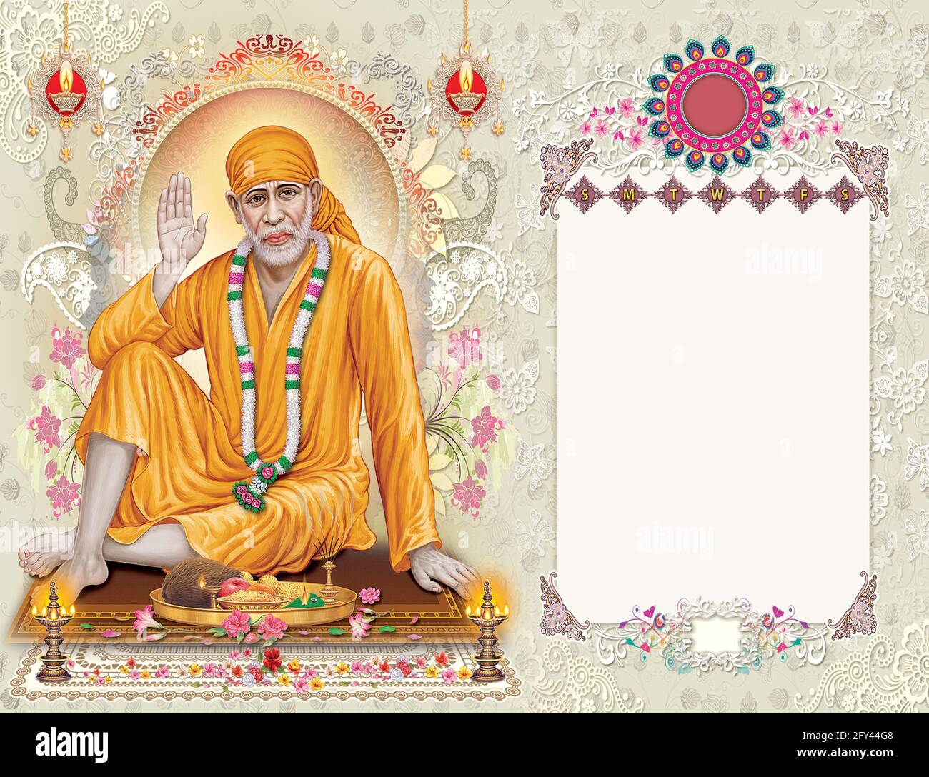Sai Baba Table Calendar layout Stock Photo Alamy