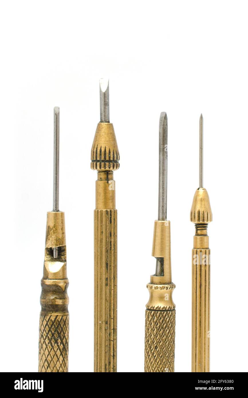 screwdriver watchmaker isolated on white Watchmaker's Tool Stock Photo