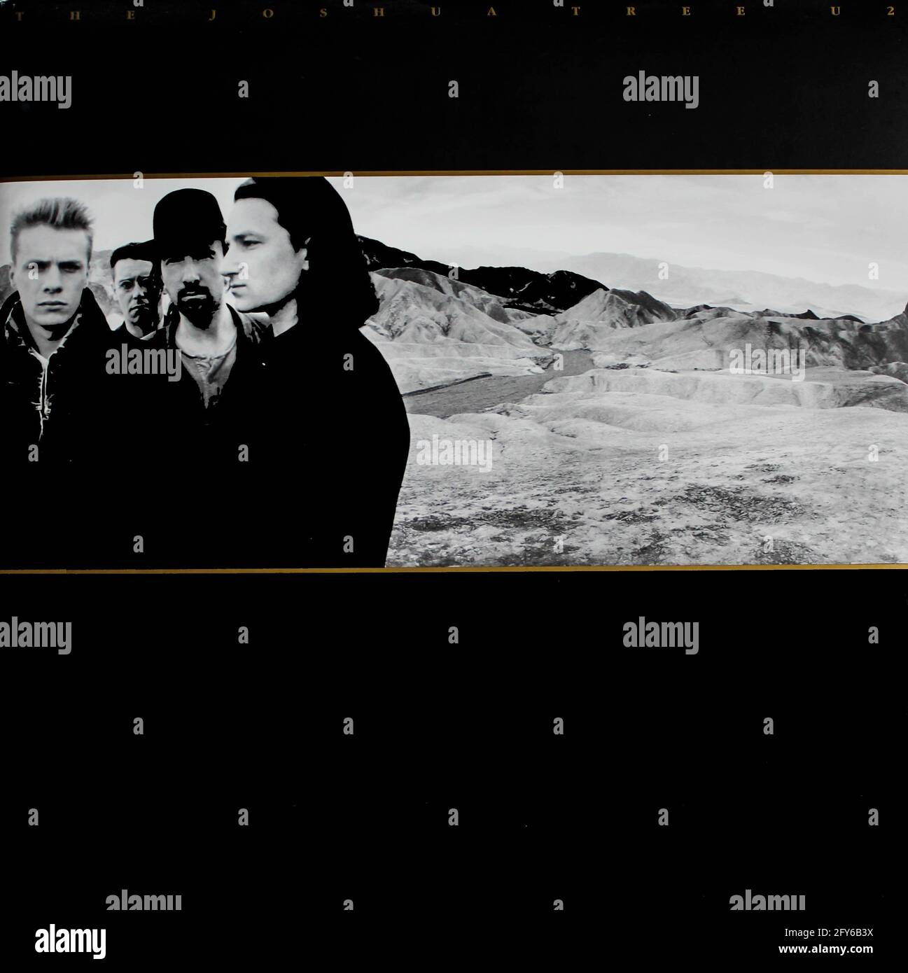 Irish rock band U2 music album on vinyl record LP disc. The record is called The Joshua Tree. Album cover Stock Photo