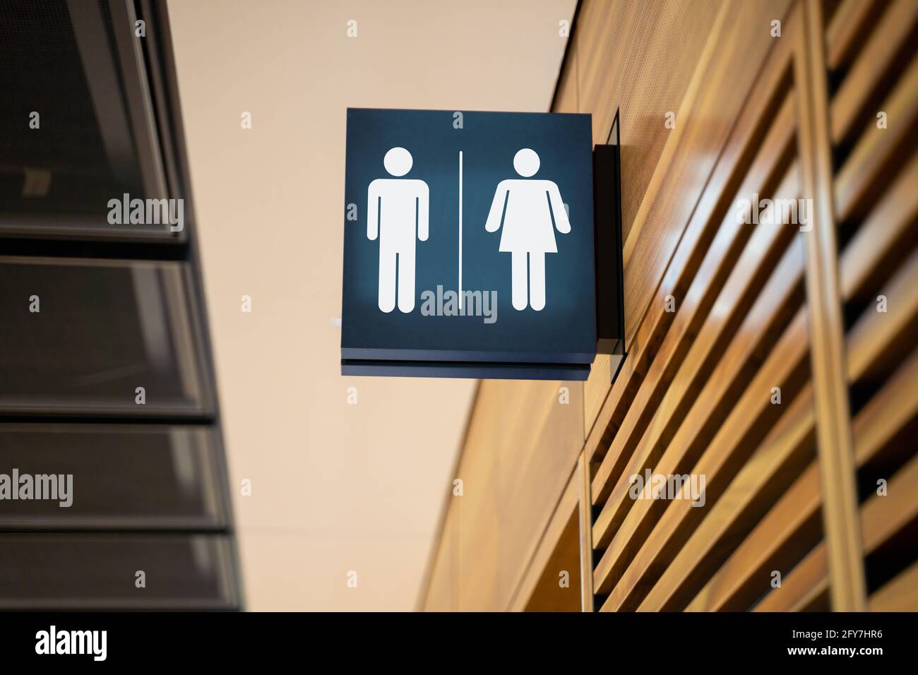 Public Restroom Sign. Toilet Bathroom Signage Plate Stock Photo