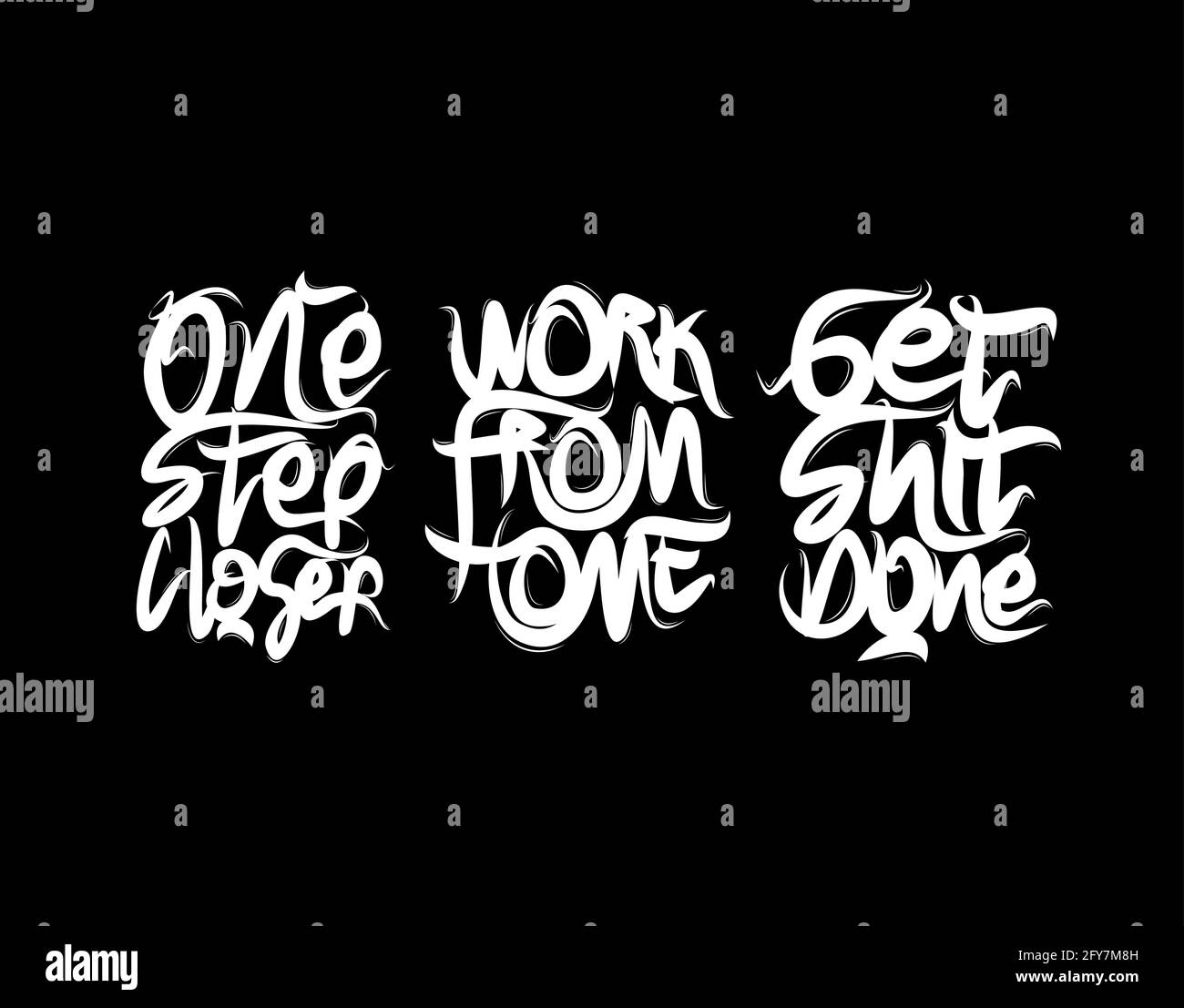 Set lettering text on black background in vector illustration Stock