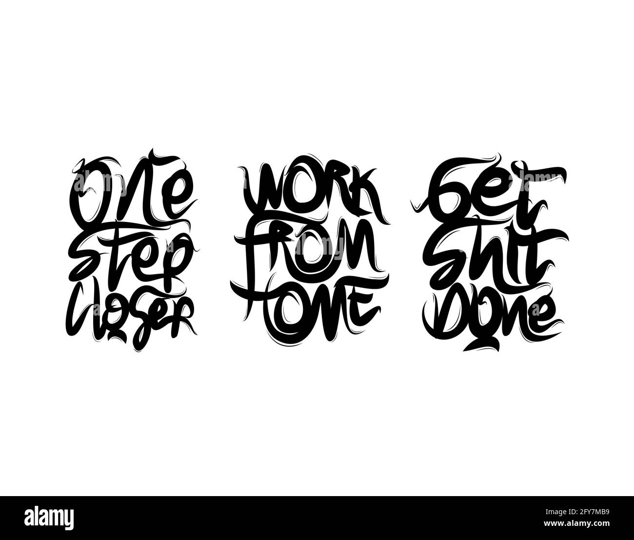 Set lettering text on white background in vector illustration Stock