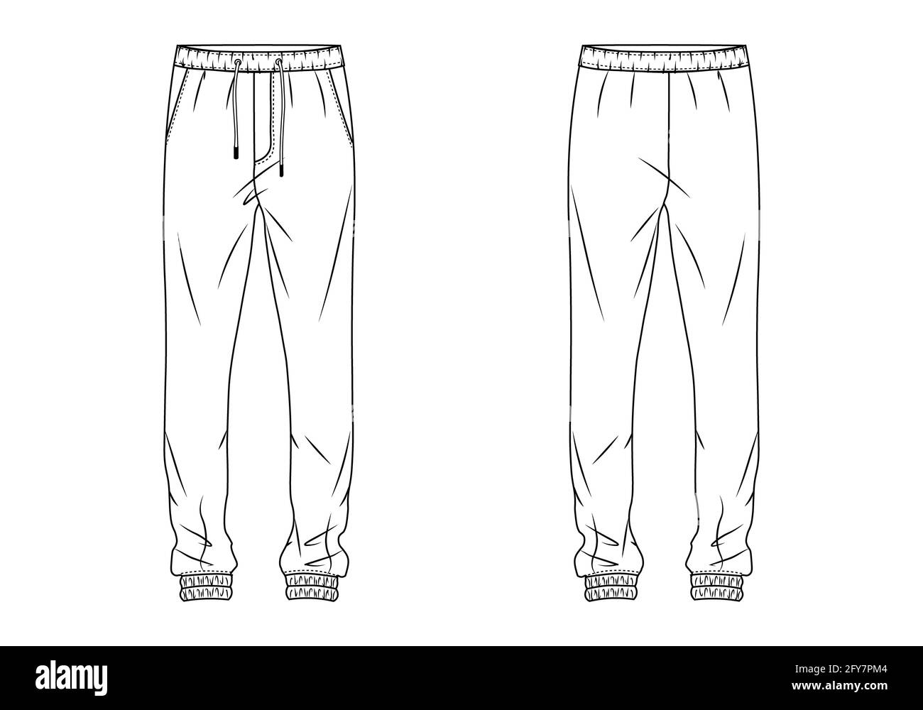Men's track pant outline / flat sketch Stock Photo - Alamy