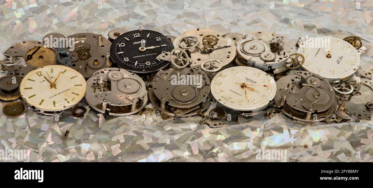 Watch movements and other parts Stock Photo Alamy