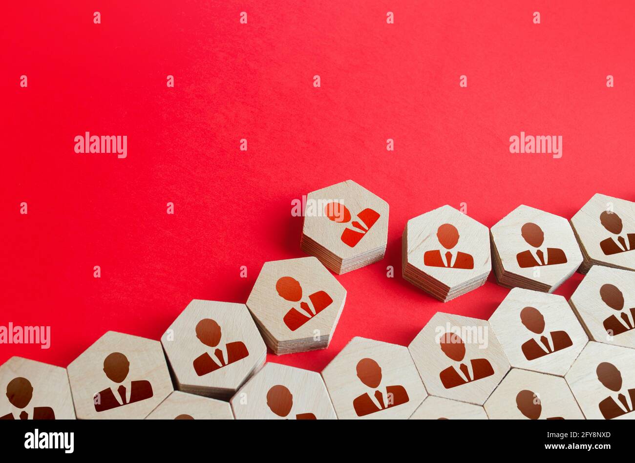 Collapse of the company and the mass layoff of employees. Toxic company environment. Society split. Disagreements and conflicts. Discontent, order vio Stock Photo