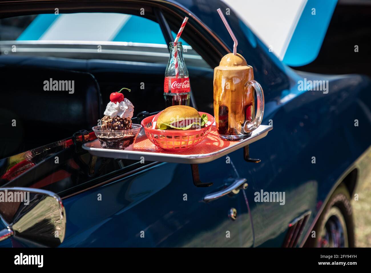 Marble Falls, Texas, USA. April 10, 2021. Automobile with a Drivein