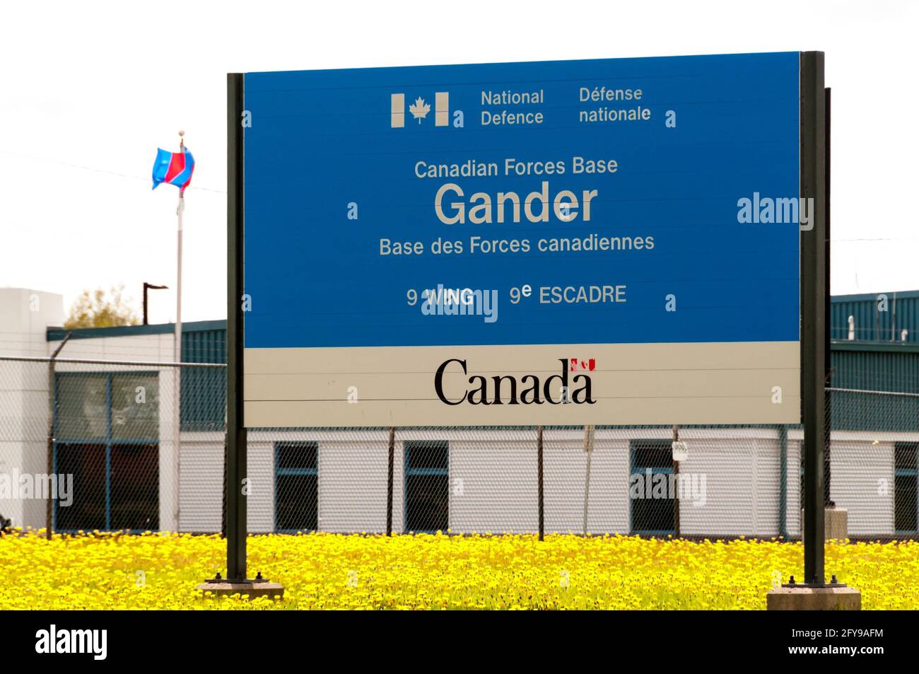 Sign for Canadian Forces Base Gander in Newfoundland. Stock Photo