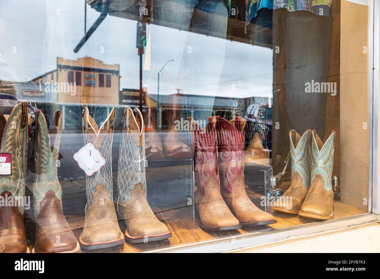 Fredericksburg, Texas, USA. April 13, 2021. Cowboy boots in a