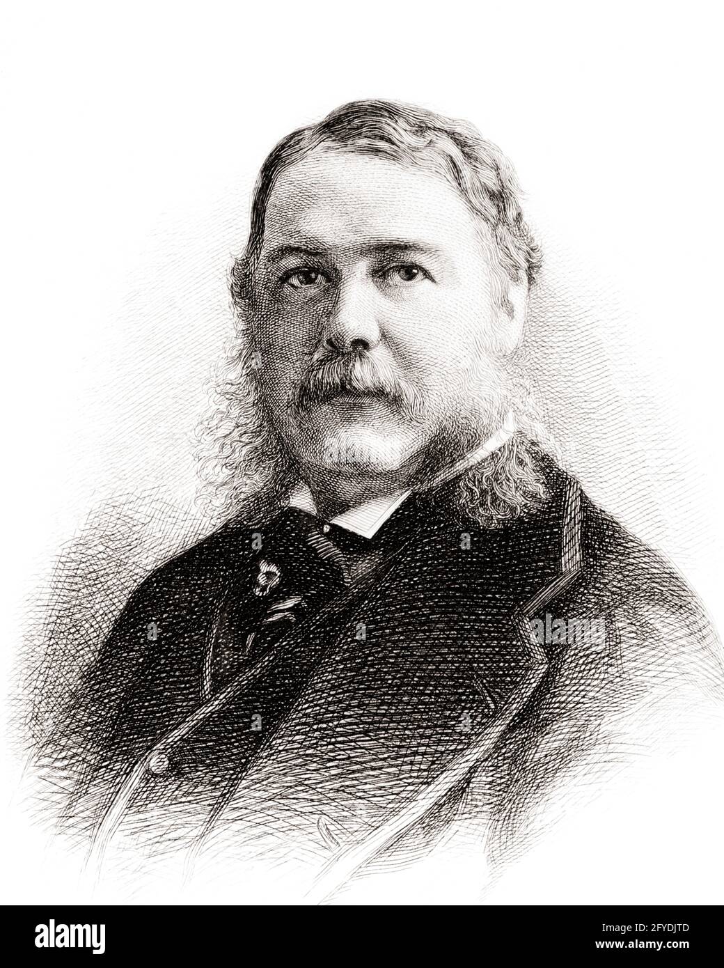 1880s CHESTER A. ARTHUR 21ST PRESIDENT UNITED STATES OF AMERICA BECAME PRESIDENT AFTER ASSASSINATION OF GARFIELD SEPTEMBER 1881 - q49003 CPC001 HARS OCCUPATIONS POLITICS VICE PRESIDENT CHESTER ARTHUR CONCEPTUAL 1880s GARFIELD SUPPORT JAMES GARFIELD SIDEBURNS 1881 A. BECAME BLACK AND WHITE CAUCASIAN ETHNICITY OLD FASHIONED SEPTEMBER Stock Photo