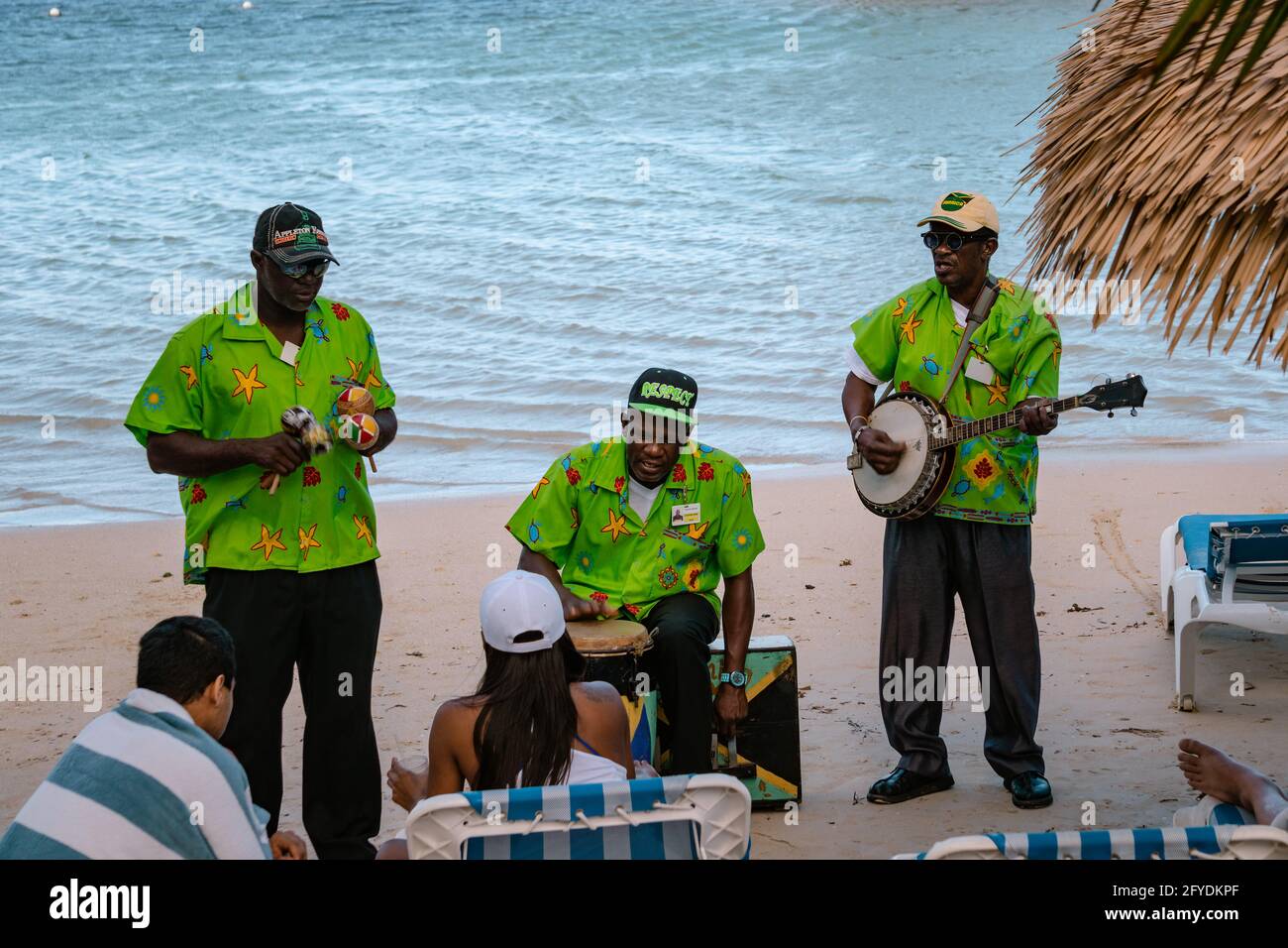 MONTEGO BAY, JAMAICA JANUARY 09, 2017 Three Jamaican Musicians on