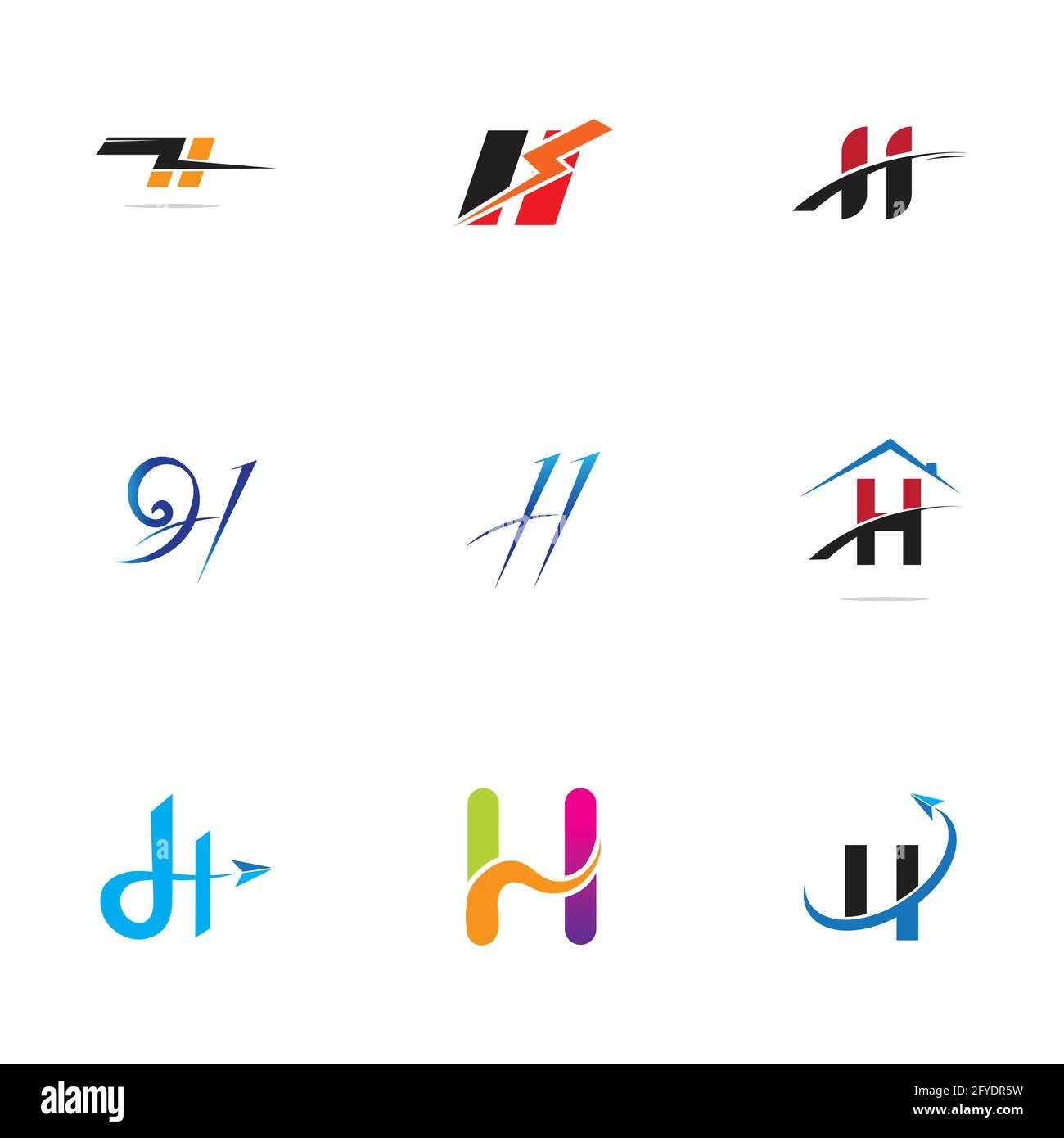 set of Letter H logo icon vector design template Stock Vector Image ...