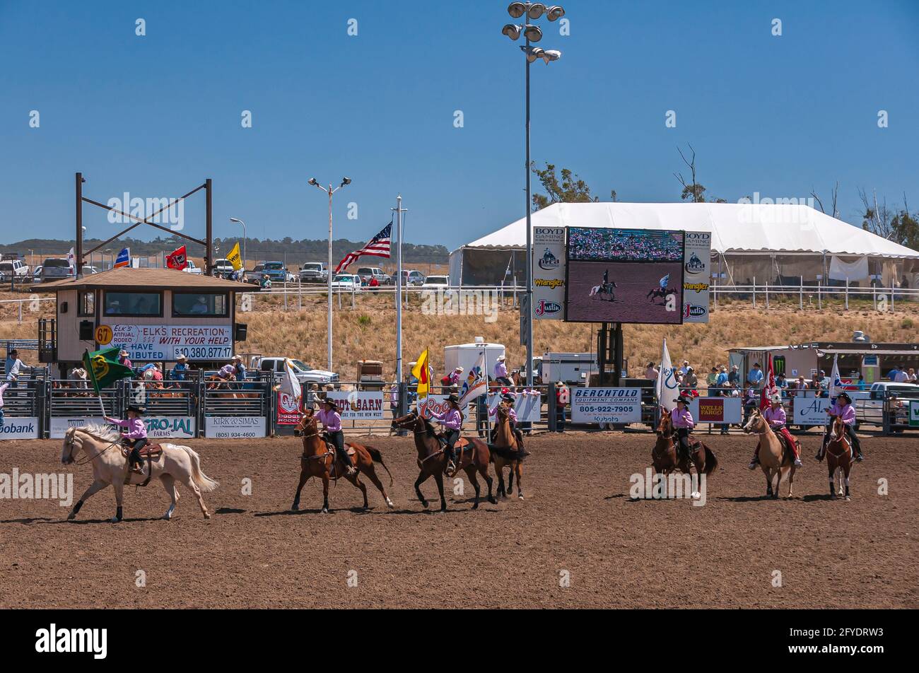Santa Maria, CA, USA June 6, 2010 Rodeo. Group of cowgirls with hats