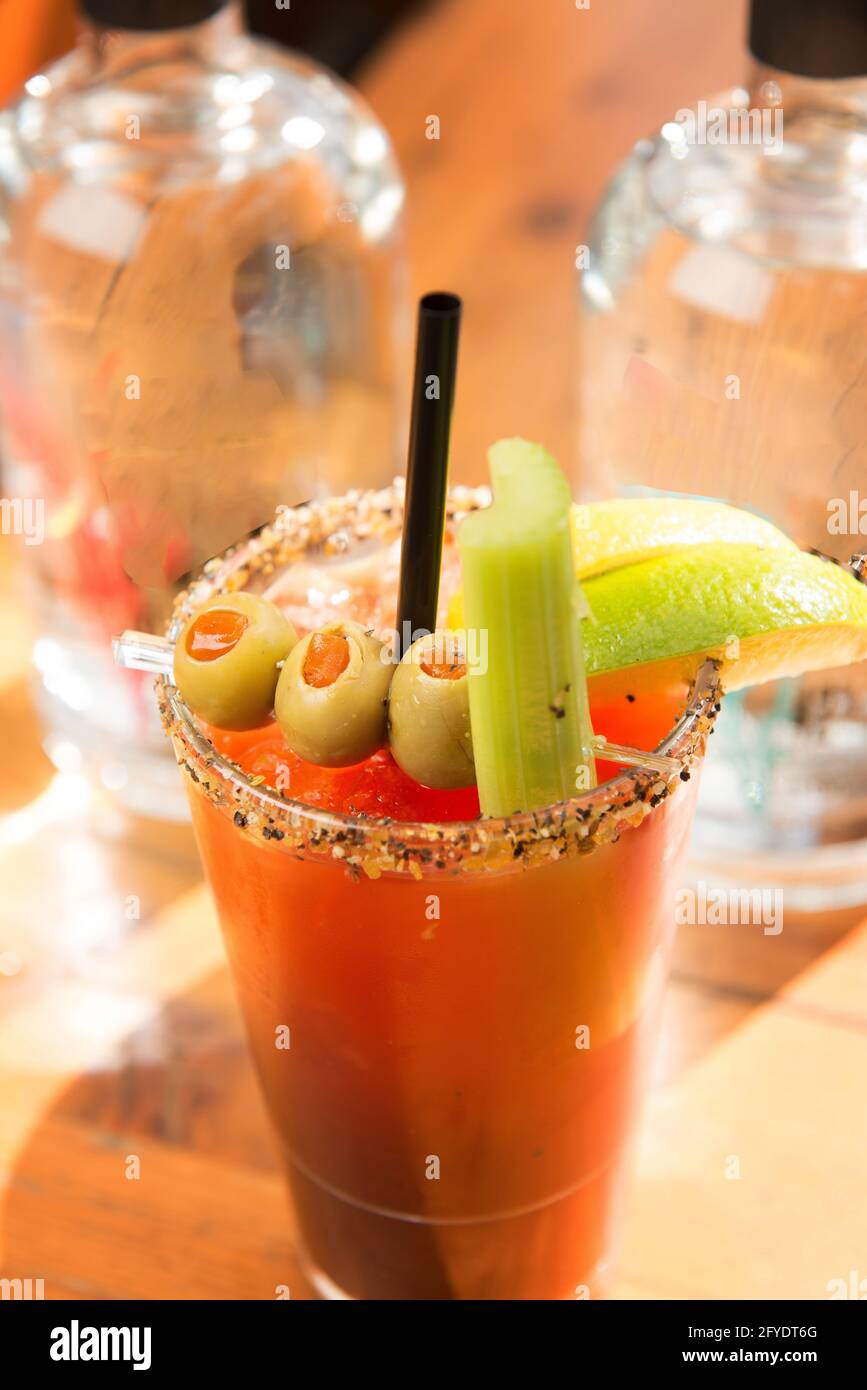 A Canadian Caesar, similar to a Bloody Mary, cocktail at a Whistler BC