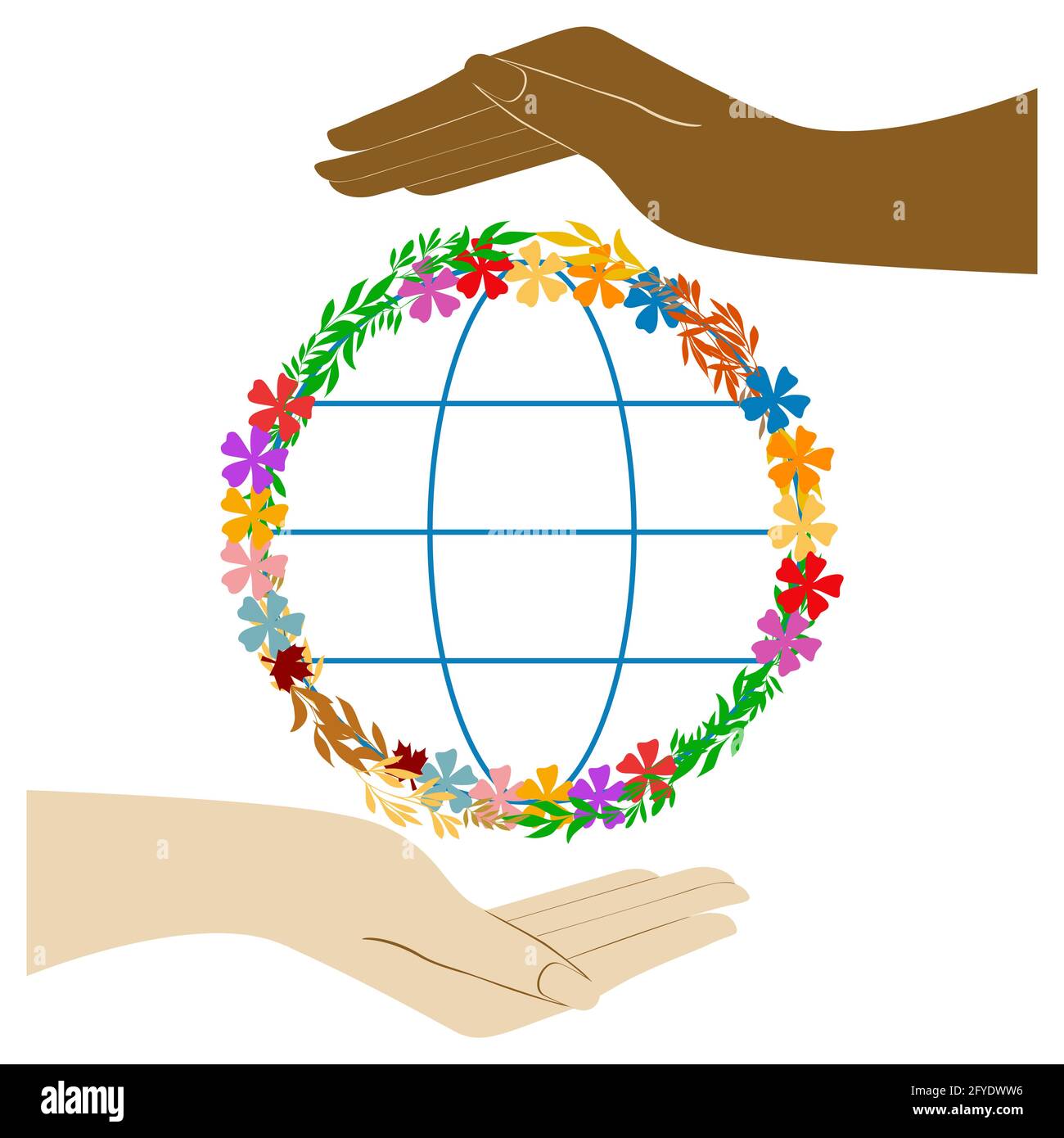 Two different human hands holding Earth Vector illustration Isolated on ...
