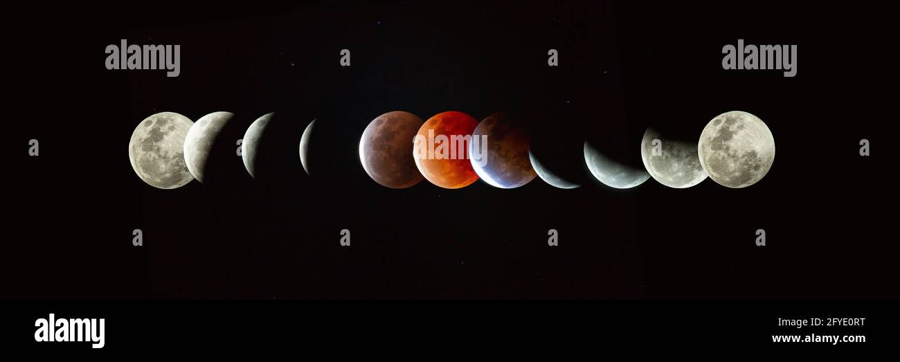 Total Lunar Eclipse Phases Stock Photo