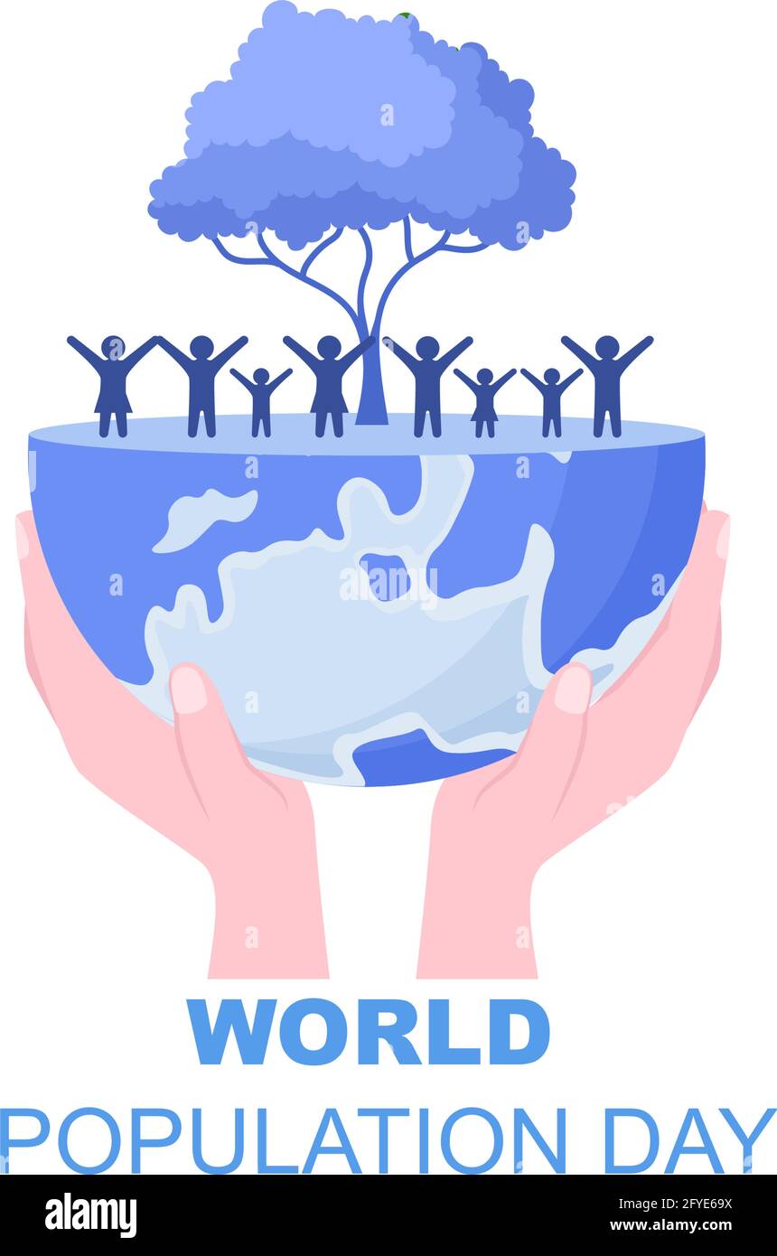 World Population Day Vector Illustration Commemorated Every 11th July To Raise Awareness Of Global Populations Problems. Landing Page Template Stock Vector