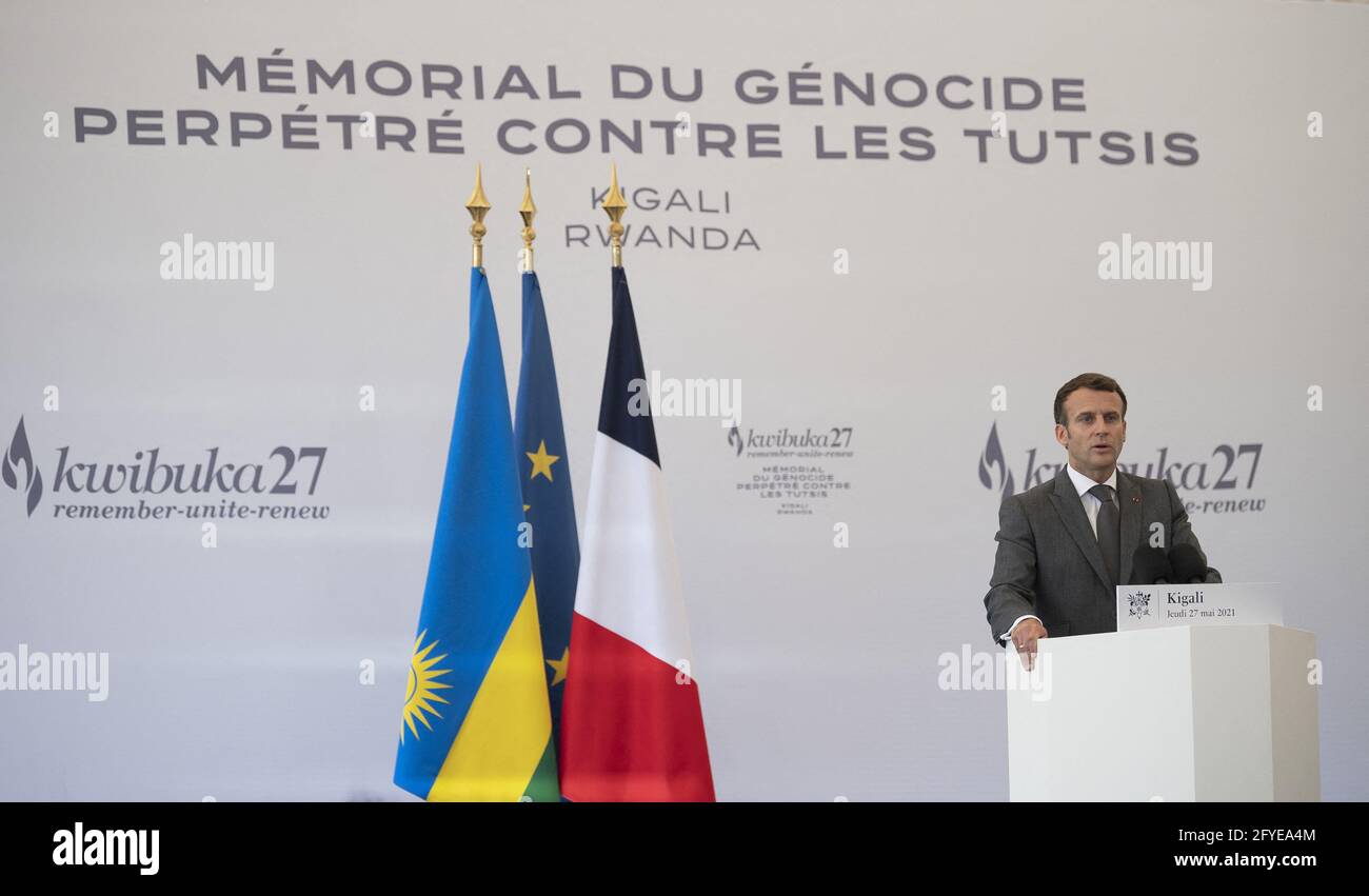 French President Emmanuel Macron makes a speech during his visit at ...