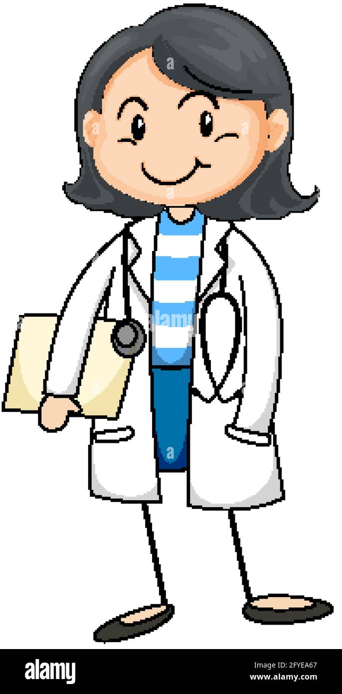 Female doctor cartoon character isolated illustration Stock Vector ...