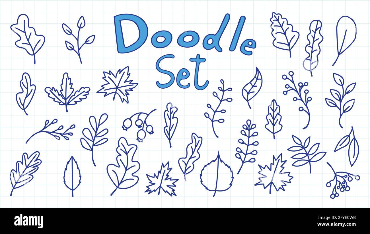 vector doodle hand drawn Leaves Set Stock Vector Image & Art - Alamy
