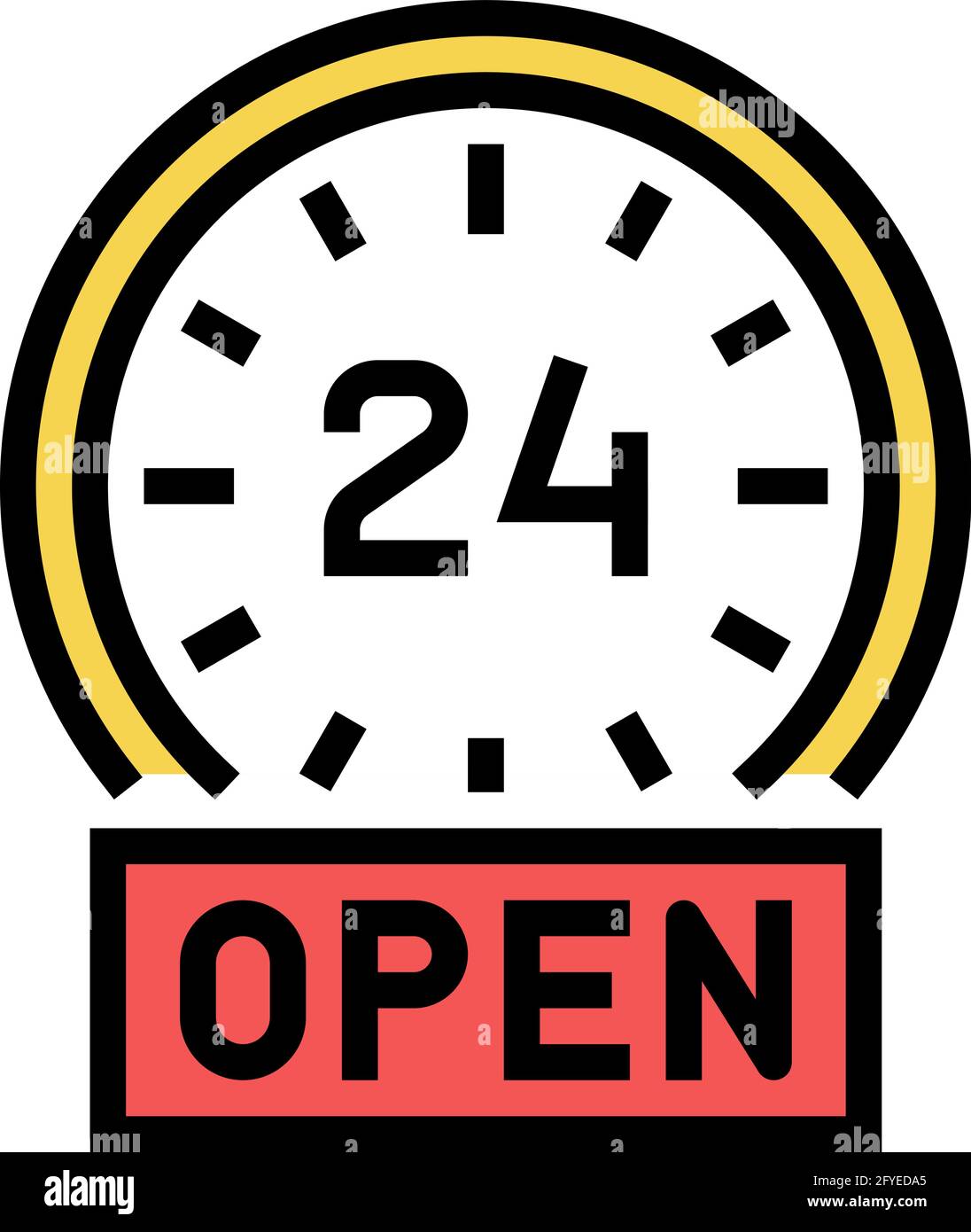 round clock work motel color icon vector illustration Stock Vector