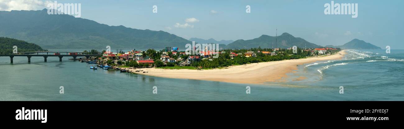 View from Hai Van Pass near Da Nang, Vietnam Stock Photo