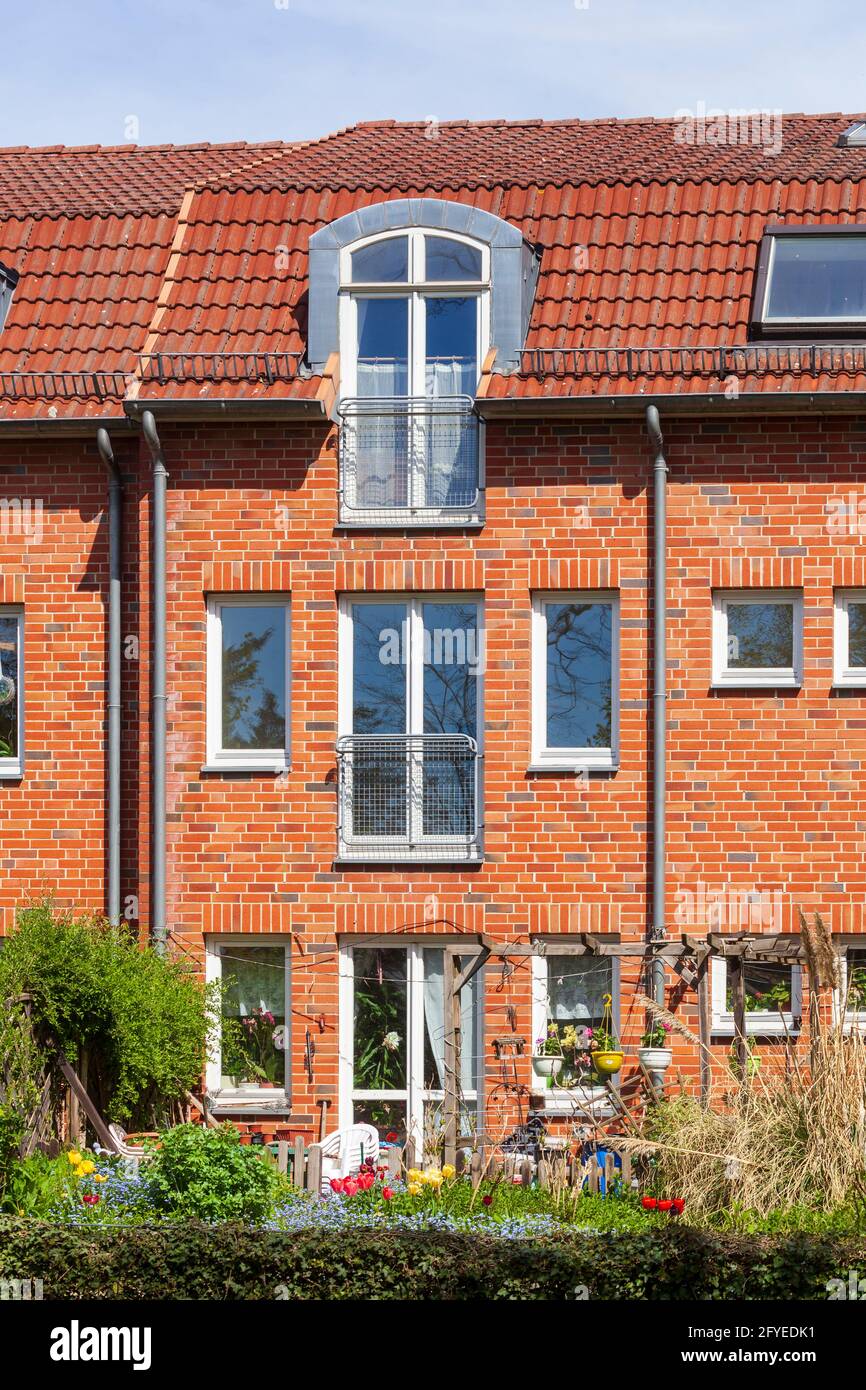 Modernes Wohngebäude aus Backstein, Mehrfamilienhaus, , Bremen, Deutschland, Europa Stock Photo