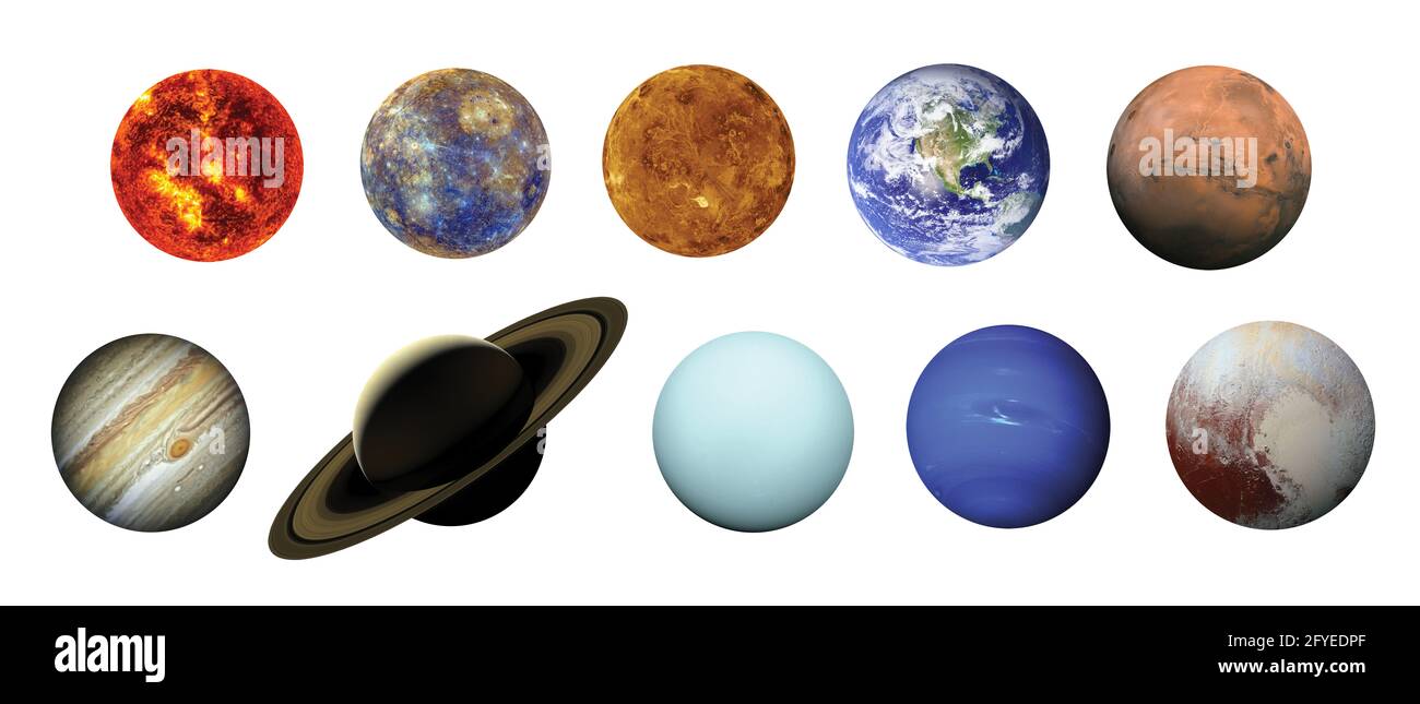 Solar system isolated on white background with clipping path. Elements of this image furnished by NASA Stock Photo