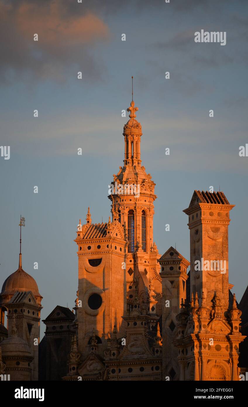 FRANCE. LOIR-ET-CHER (41) CHAMBORD CASTLE, EMBLEM OF THE FRENCH RENAISSANCE THROUGHOUT THE WORLD, IS A UNESCO WORLD HERITAGE SITE. JEWEL OF ARCHITECTU Stock Photo