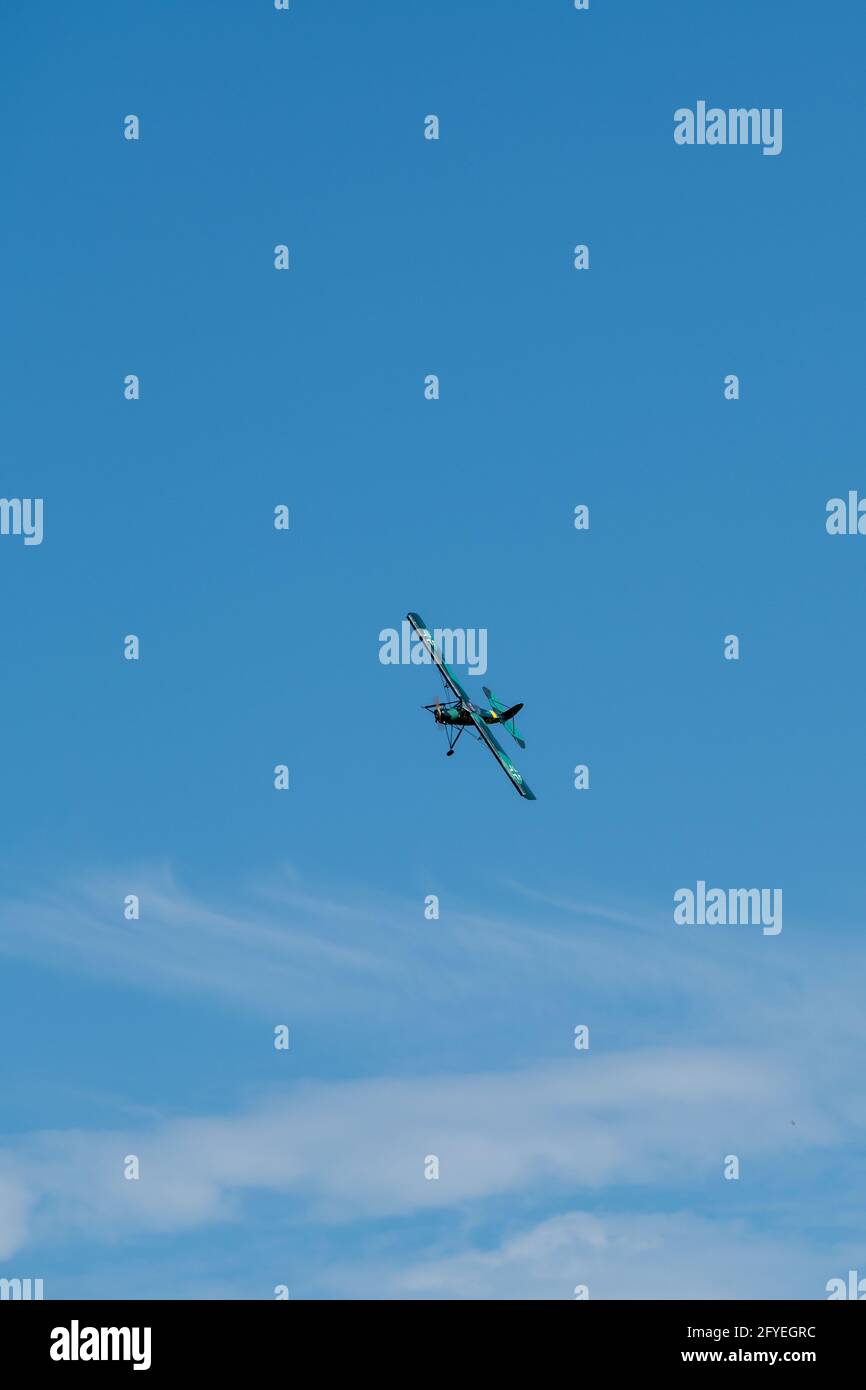 Airplane model in the sky Stock Photo
