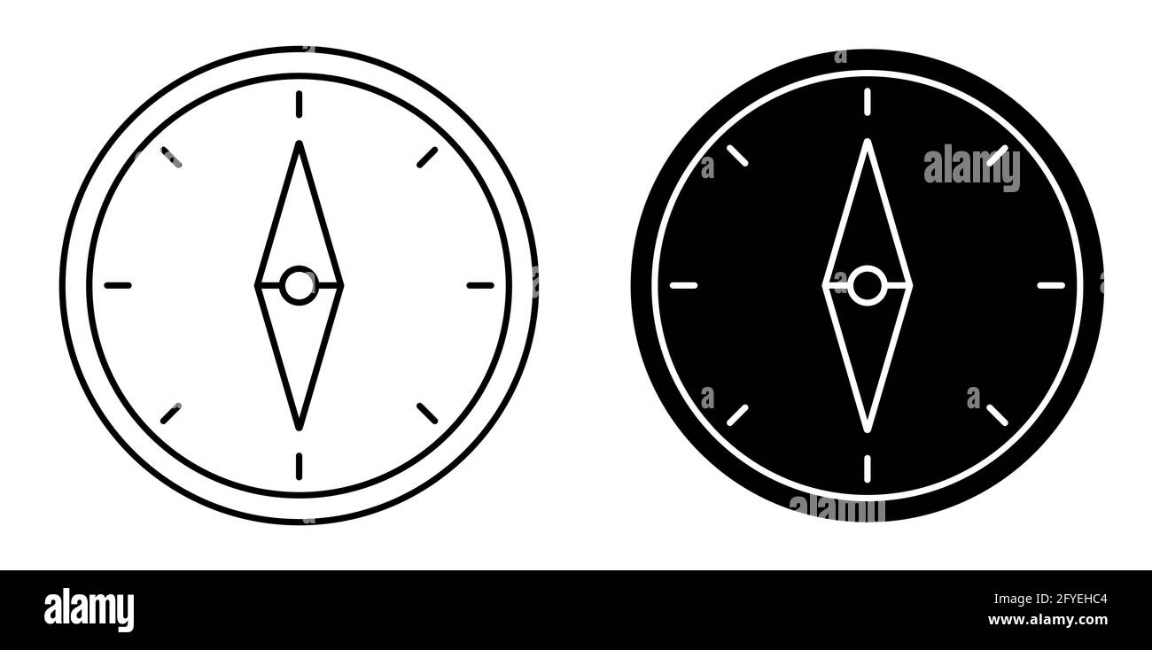 compass icon with arrow and scale. Travel, device for determining