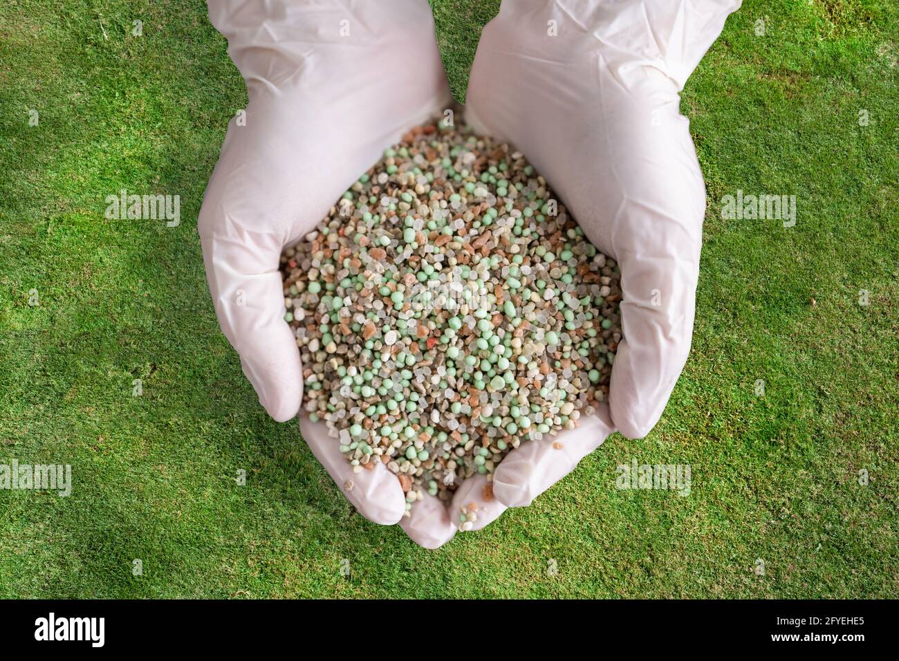 Garden Grass Care Fertilizer Growth Fertilizing Chemical Stock Photo