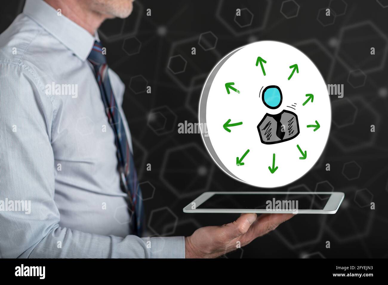 Choice concept above a tablet held by a man Stock Photo