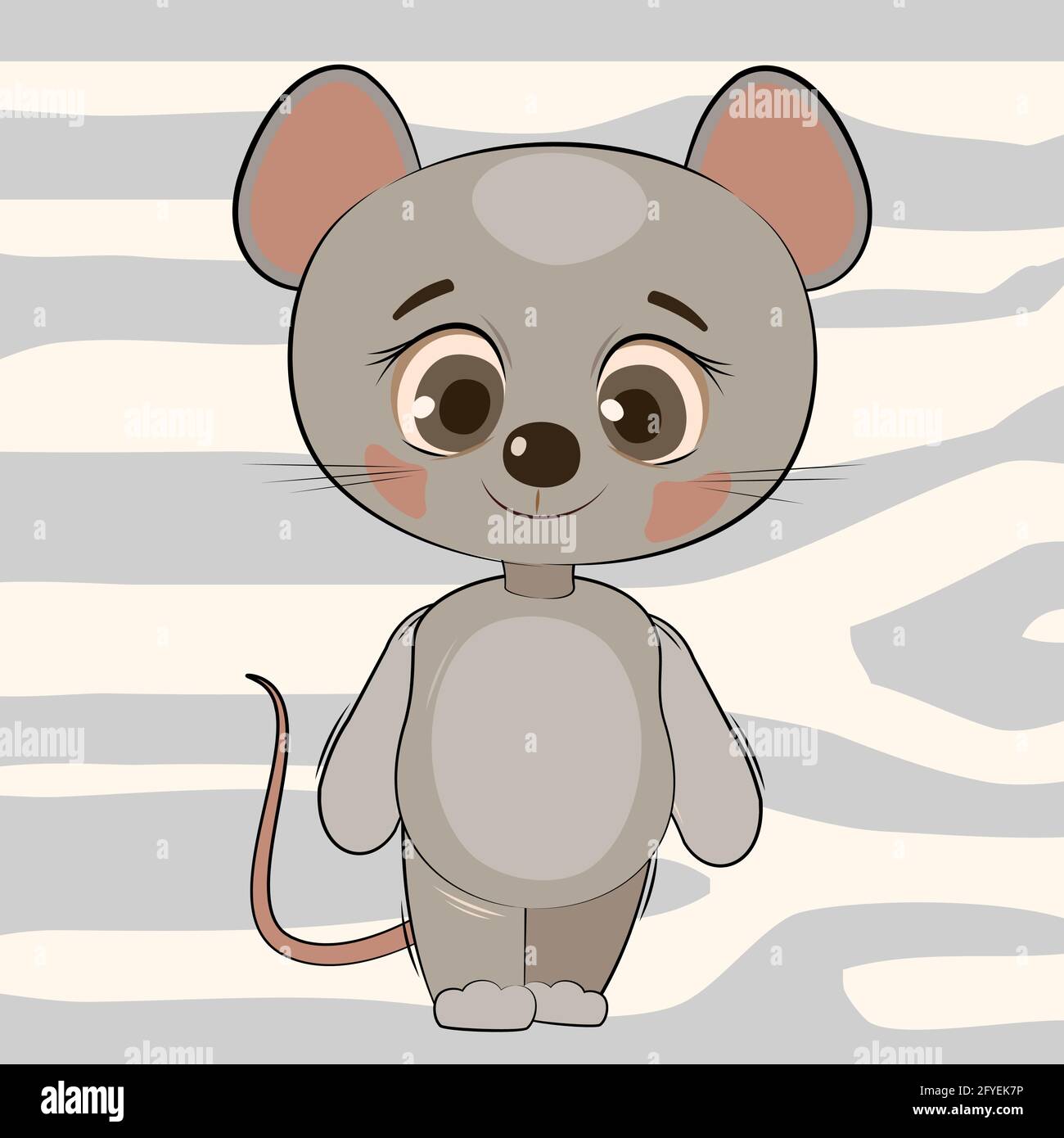 Little baby mouse. Cheerful kind animal child. Cartoons flat style. Funny. Vector Stock Vector