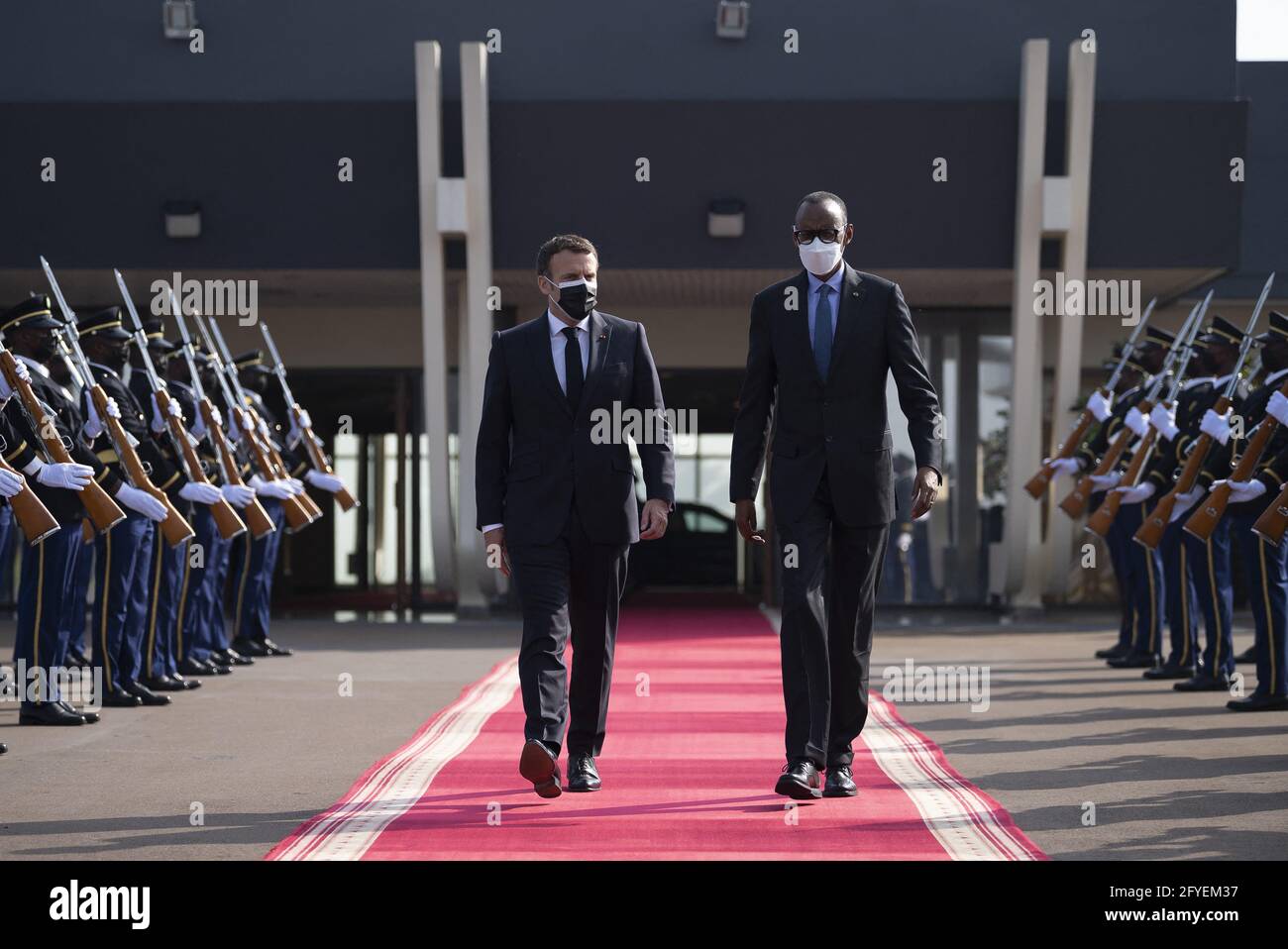 French President Emmanuel Macron by Rwandan President Paul