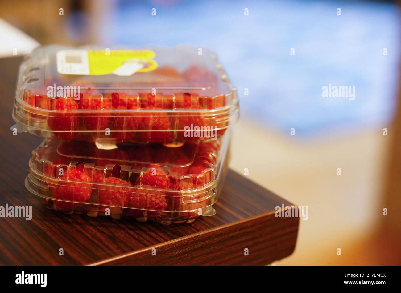 POZNAN, POLAND - Apr 12, 2016: Polish Driscolls fresh raspberries in a plastic  box Stock Photo - Alamy