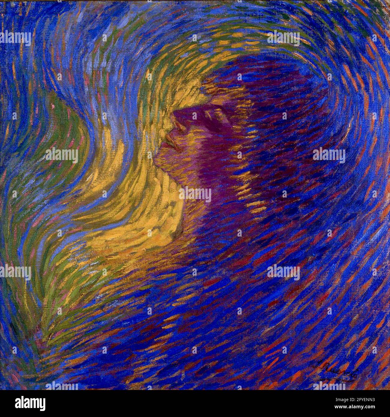 Luigi Russolo artwork entitled Profumo or Perfume - Perfume translated into colours and lines which engulf and permeate the lady in question. Stock Photo