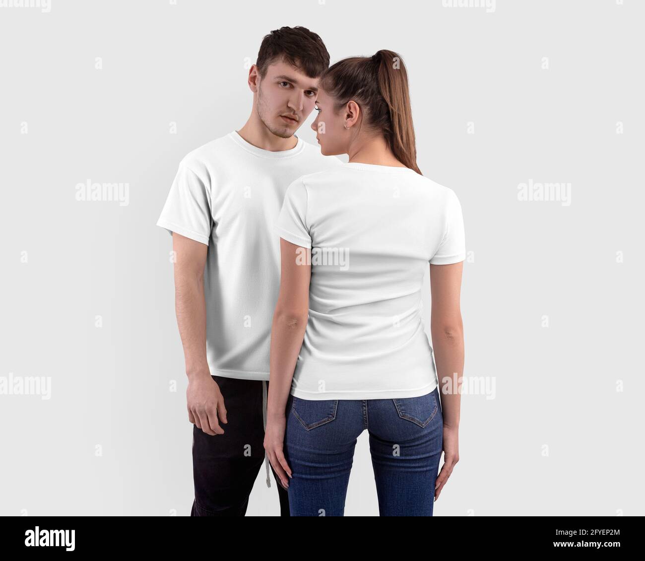Mockup white t-shirt on a guy and a 