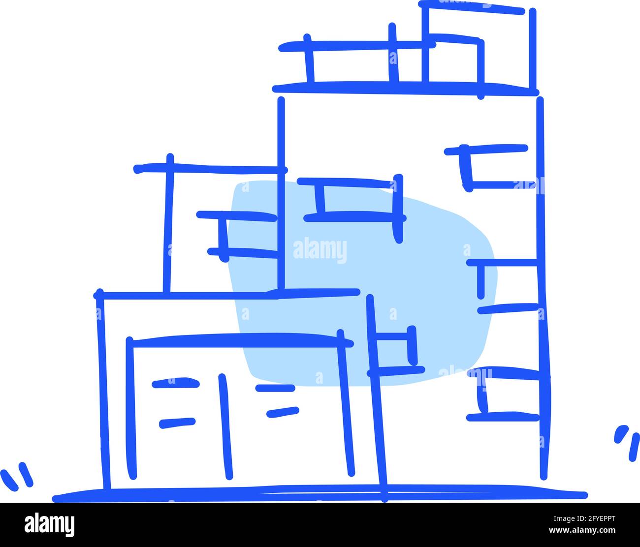 House icon of rough line art in hand drawn style, point, blue 29 Stock ...