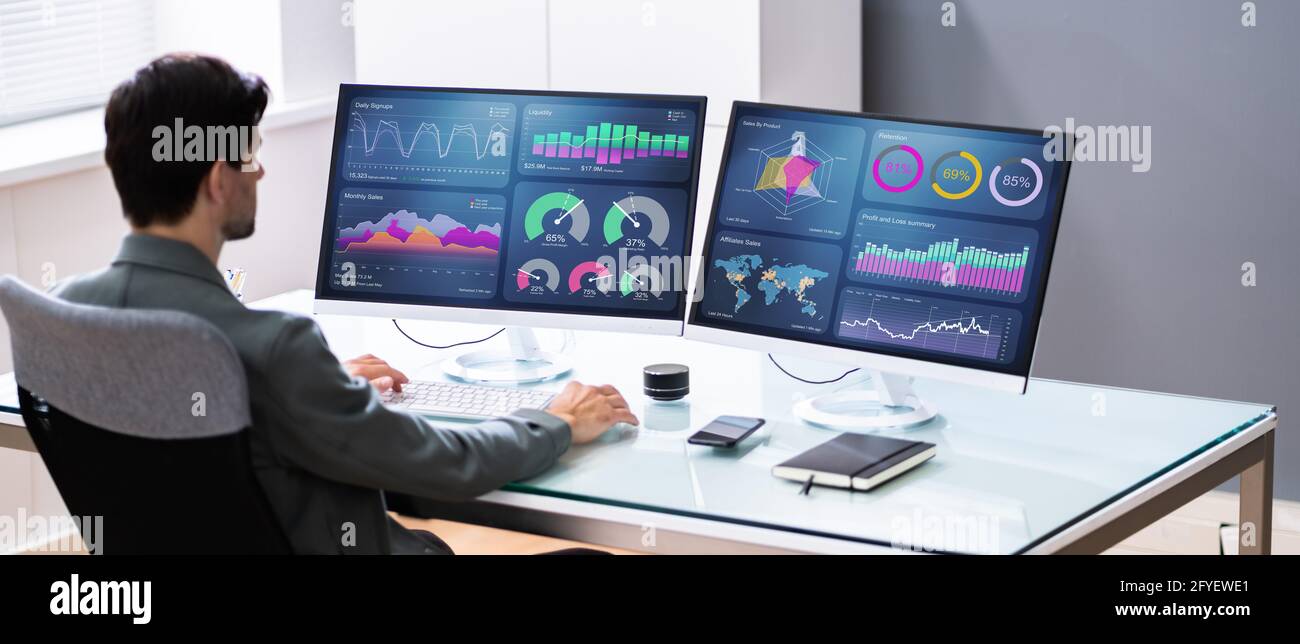 Business Data Analytics Dashboard And KPI Performance Stock Photo