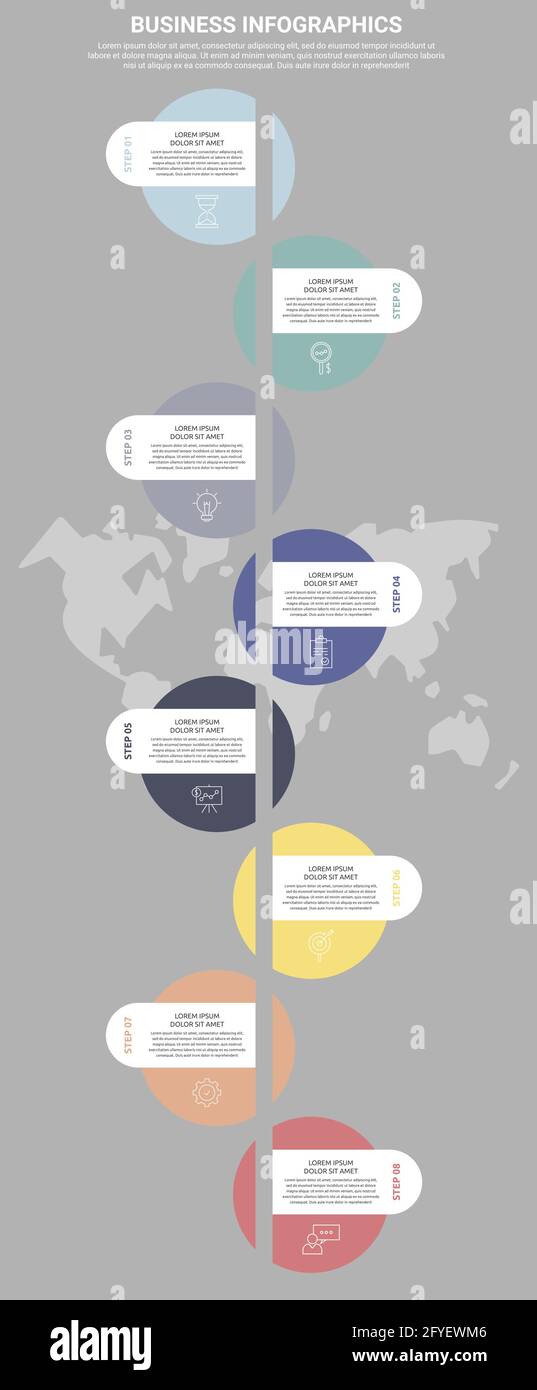 Infographic circles with icons. Vector business concept of 8 steps by ...